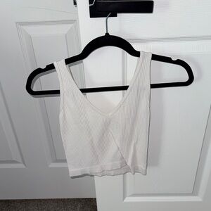 Cream Ribbed Cropped Tank Top | Women’s Size Small